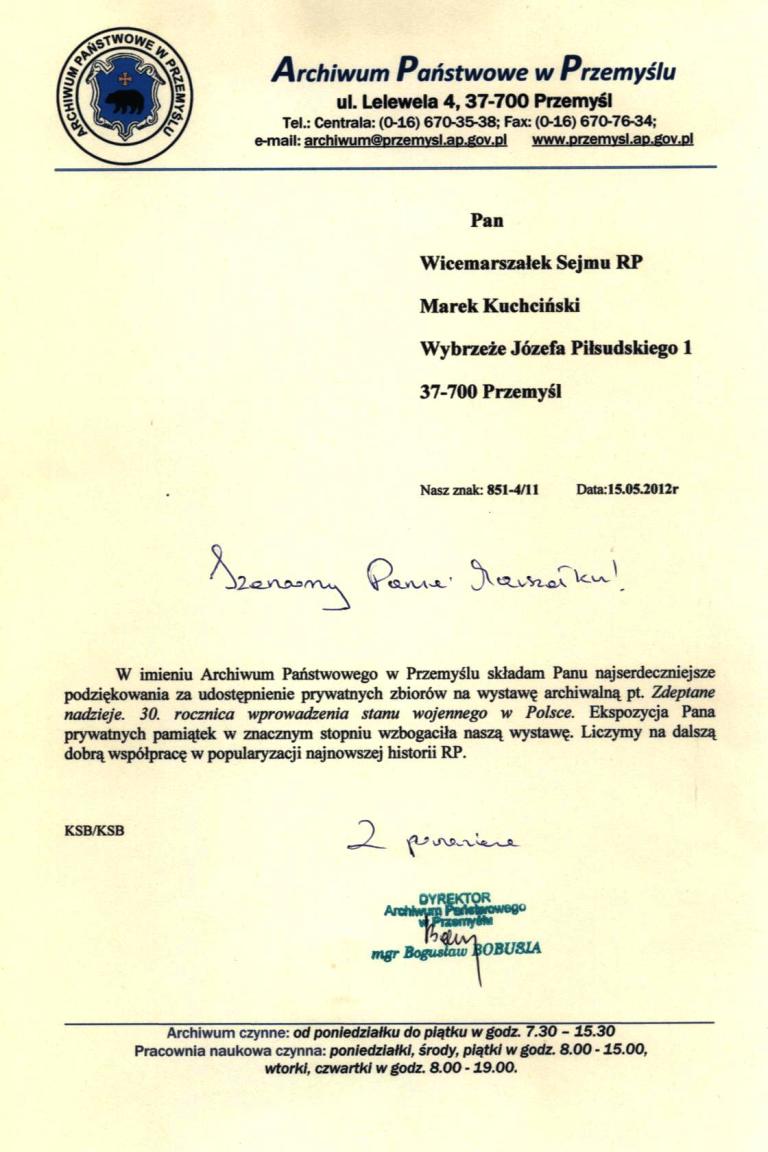 Podziekowania_Archiwum_Panstwowe